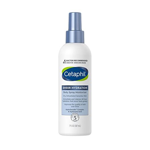 CETAPHIL Sheer Hydration Fragrance Free Body Moisturizer Spray, 7 fl.oz, 48Hr Skin Body Lotion for Dry Skin, With Hyaluronic Acid, Vitamin E & Vitamin B5, Doctor Recommended Sensitive Skincare Brand