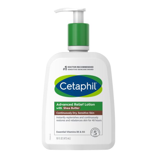 Body Lotion by CETAPHIL, Advanced Relief Lotion with Shea Butter for Dry, Sensitive Skin, 16 oz, Fragrance Free, Hypoallergenic, Non-Comedogenic