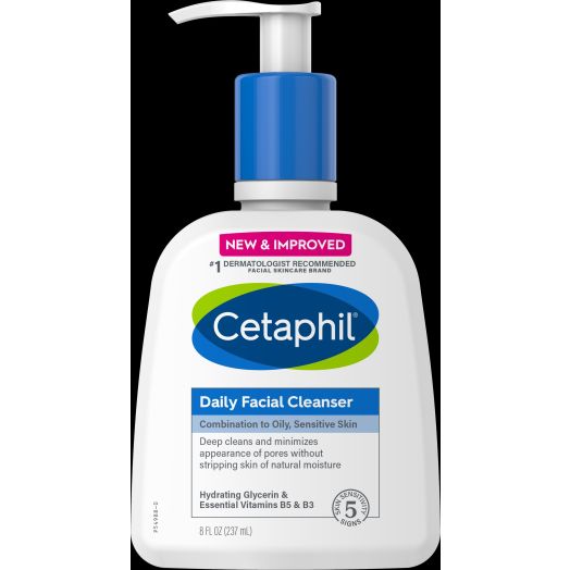 Face Wash by CETAPHIL, Daily Facial Cleanser for Sensitive, Combination to Oily Skin, 8 oz, Gentle Foaming, Soap Free, Hypoallergenic