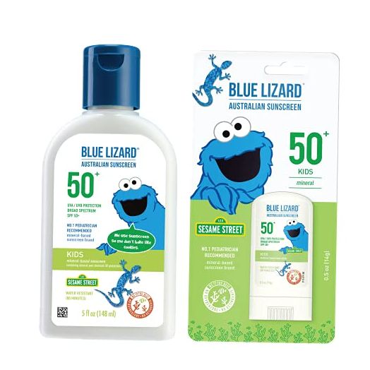 BLUE LIZARD Kids Mineral-Based Sunscreen Lotion and Stick Bundle - SPF 50+ - 5 oz/.5oz.