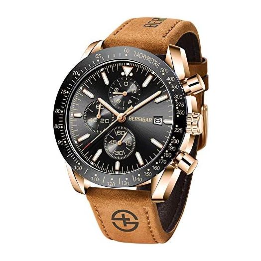 BENYAR Watches for Men Business Casual Chronograph Stainless Steel Luminous Hands