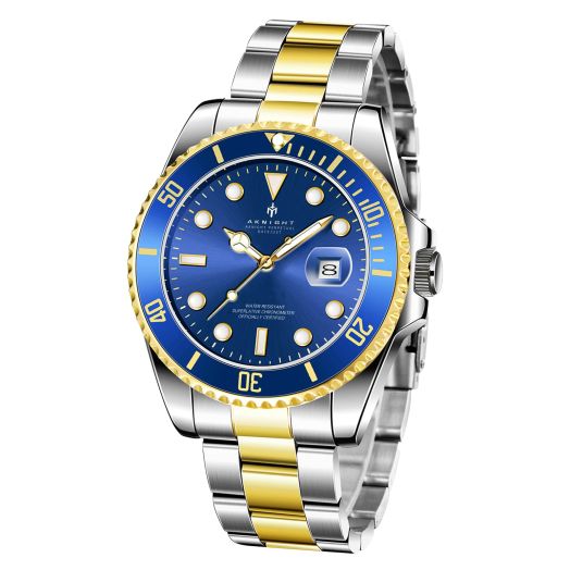 BY BENYAR AKNIGHT Stylish Wrist Watch for Men Stainless Steel Strap Mens Watch Quartz Movement, Waterproof Chronograph Analog Business Watches Elegant Gift for Men