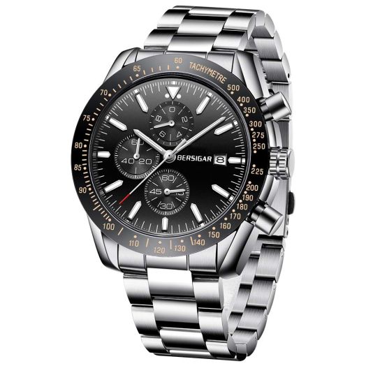 BENYAR Watches for Men Quartz Chronograph Stainless Steel Fashion Watch Date Waterproof Luminous Casual Business Wrist Watches