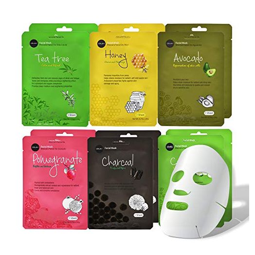 celavi Essence Facial Face Mask Paper Sheet Korea Skin Care Moisturizing 12 Pack (Mix - 2 of Each)