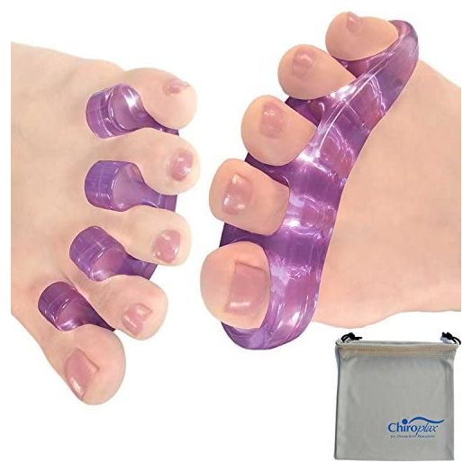 Chiroplax Gel Toe Separators Stretchers (2 Pairs w/Pouch) Toe Spacer Spreader for Bunion Relief, Hammer Toes, Toe Straightener (Lavender)
