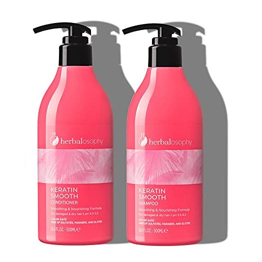 2 x 16.9 Fl Oz Keratin Shampoo & Conditioner Set, Smoothing, Nourishing & Moisturizing Formula