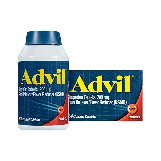 Advil Pain Reliever and Fever Reducer, Pain Relief Medicine with Ibuprofen 200mg for Headache, Backache, Menstrual Pain and Joint Pain Relief - 300+24 Coated Tablets