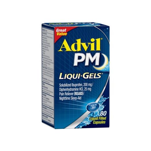 Advil PM (80 Count) Pain Reliever / Nighttime Sleep Aid Liquid Filled Capsule, 200mg Ibuprofen, 38mg Diphenhydramine