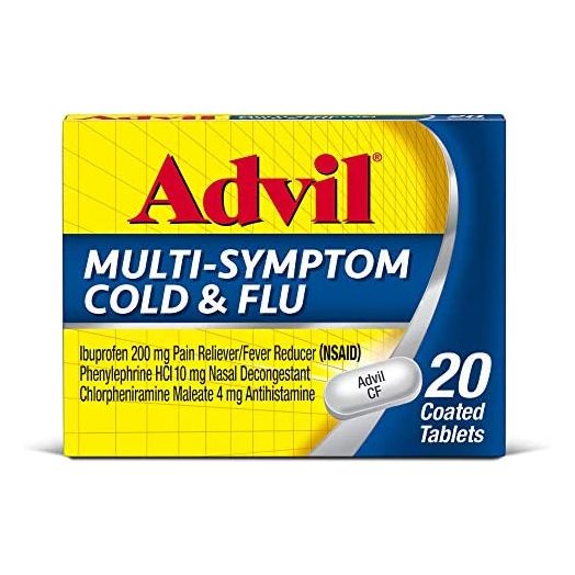 Advil Multi Symptom Cold and Flu Medicine, Cold Medicine for Adults with Ibuprofen, Phenylephrine HCL and Chlorpheniramine Maleate - 20 Coated Tablets