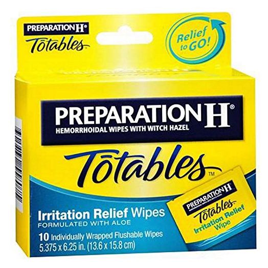 PREPARATION H Totables Hemorrhoidal Wipes with Witch Hazel, 10 Ct (Pack of 6)