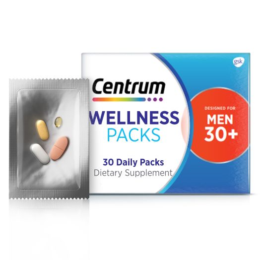 Centrum Wellness Packs Daily Vitamins for Men In Their 30S, Men's Vitamins With a Complete Multivitamin, Vitamin B-Complex, Vitamin D Supplement and Vitamin C 1000Mg - 30 Packs/1 Month Supply