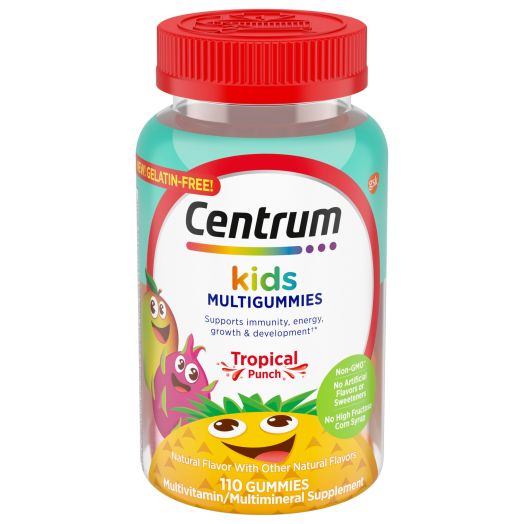 Centrum Kids Multivitamin Gummies for Immune Support, Energy, Growth and Development, Tropical Punch Flavor Made With Natural Flavors - 110 Count
