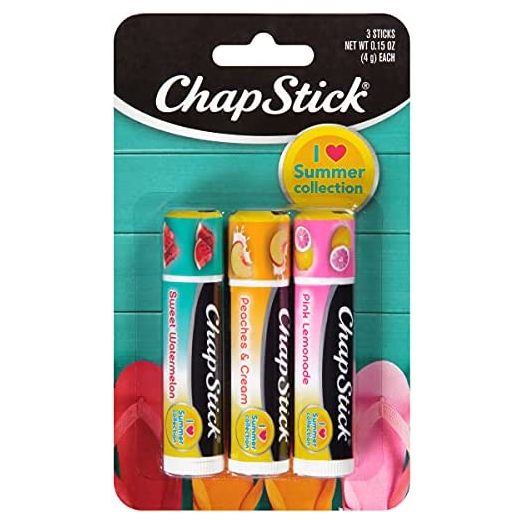 ChapStick I Love Summer Collection Pink Lemonade, Peaches and Cream, and Sweet Watermelon Lip Balm Tubes Variety Pack, Lip Balm Variety Pack - 0.15 Oz Each (Pack of 3)