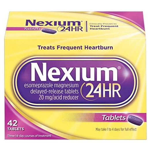 Nexium 24HR Acid Reducer Heartburn Relief Tablets for All-Day and All-Night Protection from Frequent Heartburn, Heartburn Medicine with Esomeprazole Magnesium - 42 Count