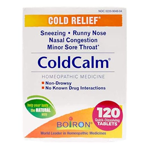 Boiron ColdCalm Tablets for Relief of Common Cold Symptoms Such as Sneezing, Runny Nose, Sore Throat, and Nasal Congestion - Non-Drowsy - 120 Count (2 Pack of 60)