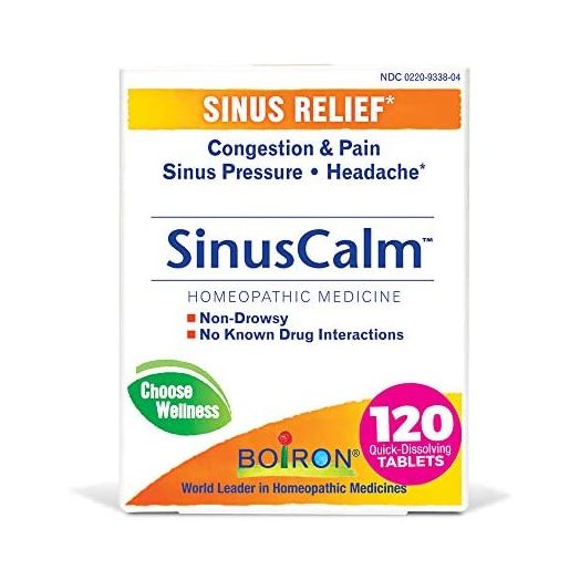 Boiron Sinuscalm Tablets for Sinus Pain Relief, Runny Nose, Congestion, Sinus Pressure, Headache - 120 Count (2 Pack of 60)