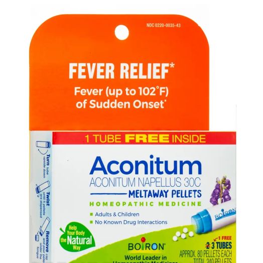 Boiron Aconitum Napellus 30C Homeopathic Medicine, 3 Count (240 Pellets)
