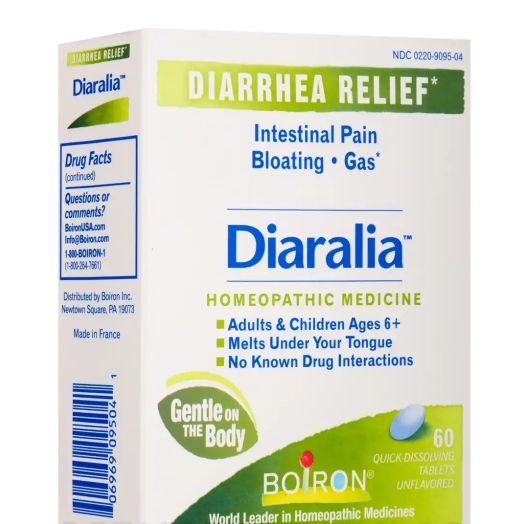 Boiron Diaralia Tablets for Diarrhea Relief, Gas, Bloating, Intestinal Pain, and Travler's Diarrhea - 60 Count