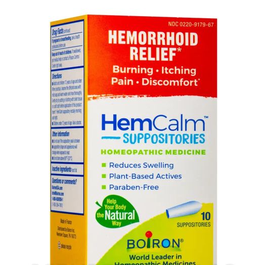 Boiron HemCalm Suppositories for Hemorrhoid Relief of Pain, Itching, Swelling or Discomfort - 10 Count