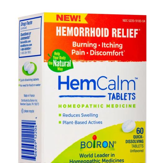 Boiron HemCalm Tablets for Hemorrhoid Relief of Pain, Itching, Swelling or Discomfort - 60 Count