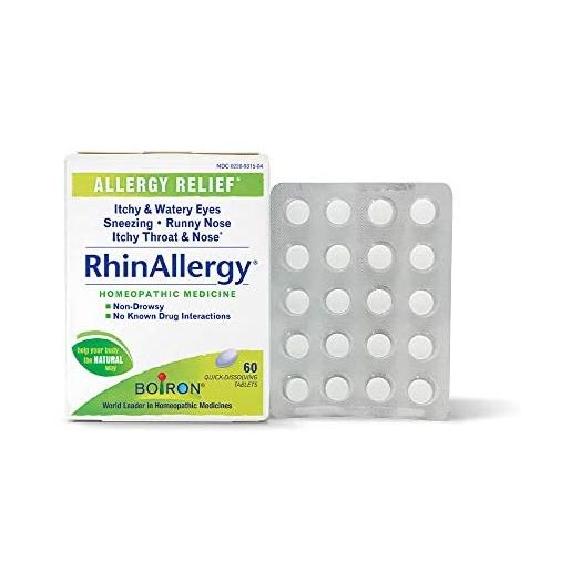 Boiron RhinAllergy Tablets for Relief from Allergy Symptoms of Sneezing, Runny Nose, and Itchy Eyes or Throat - 60 Count