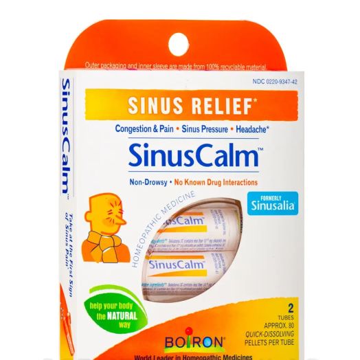 Boiron SinusCalm Pellets for Sinus Pain Relief, Runny Nose, Congestion, Sinus Pressure, Headache - 2 Count (160 pellets)