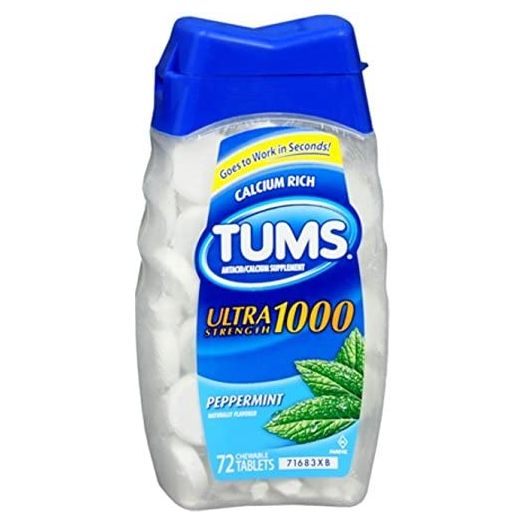 Tums Ultra Mint Size 72s Tums Regular Strength Peppermint Calcium & Antacid (Pack of 2)