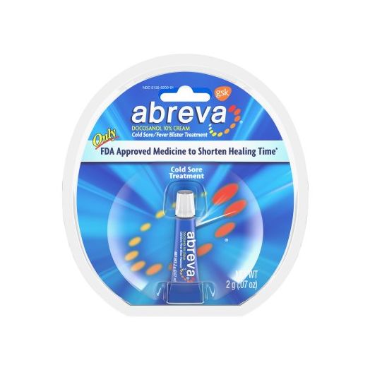 Abreva FDA-Approved Cold Sore Treatment, Docosanol 10% Cream, Tube, 0.07 oz