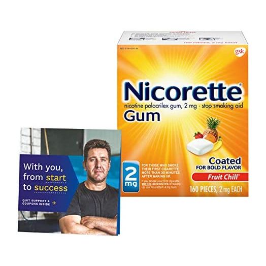 Nicorette 2 mg Nicotine Gum to Help Stop Smoking - Fruit Chill Flavored Stop Smoking Aid, 160 Count