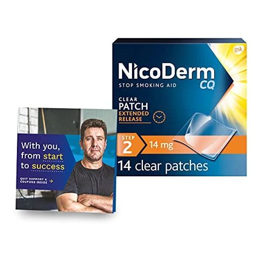 NicoDerm CQ 14mg Step 2 Nicotine Patches to Help Quit Smoking with Behavioral Support Program - Stop Smoking Aid, 14 Count