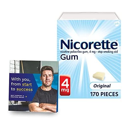 Nicorette 4mg Nicotine Gum to Help Quit Smoking with Behavioral Support Program - Original Unflavored Stop Smoking Aid, 170 Count