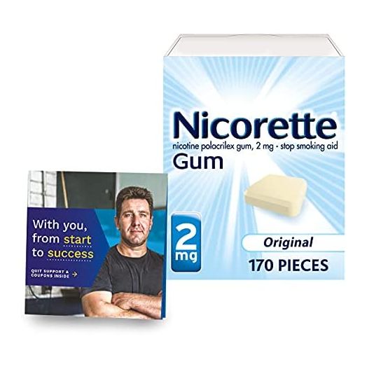 Nicorette 2mg Nicotine Gum to Help Quit Smoking with Behavioral Support Program - Original Unflavored Stop Smoking Aid, 170 Count