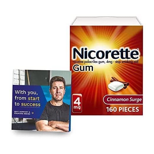 Nicorette 4mg Coated Nicotine Gum to Help Quit Smoking with Behavioral Support Program - Cinnamon Surge Flavored Stop Smoking Aid, 160 Count