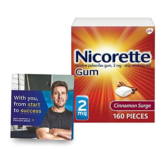 Nicorette 2mg Coated Nicotine Gum to Help Quit Smoking with Behavioral Support Program - Cinnamon Surge Flavored Stop Smoking Aid, 160 Count