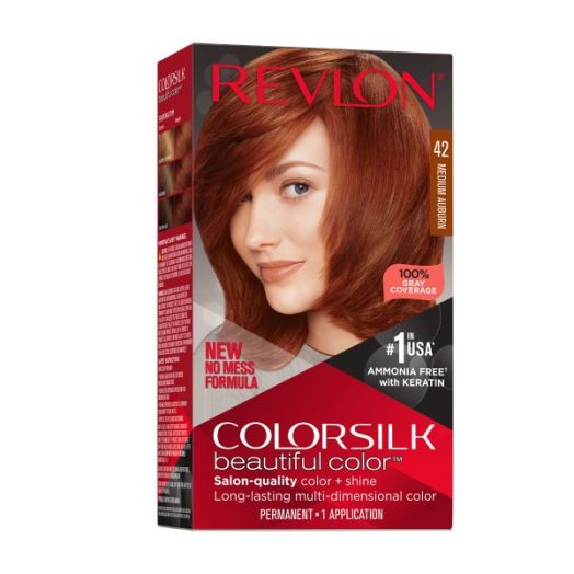 NEW Revlon Colorsilk Beautiful Permanent Hair Color, No Mess Formula, 042 Medium Auburn, 1 Pack