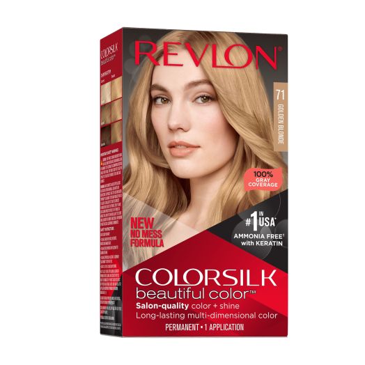 NEW Revlon Colorsilk Beautiful Permanent Hair Color, No Mess Formula, 071 Golden Blonde, 1 Pack