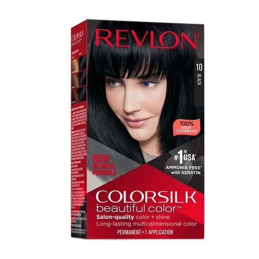 Revlon Colorsilk Beautiful Permanent Hair Color, No Mess Formula, 010 Black, 1 Pack