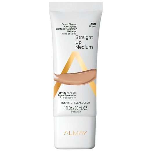 Almay Smart Shade Anti-Aging Skintone Matching Makeup, Oil Free, SPF 20, 1 fl oz - 300 Straight Up Medium