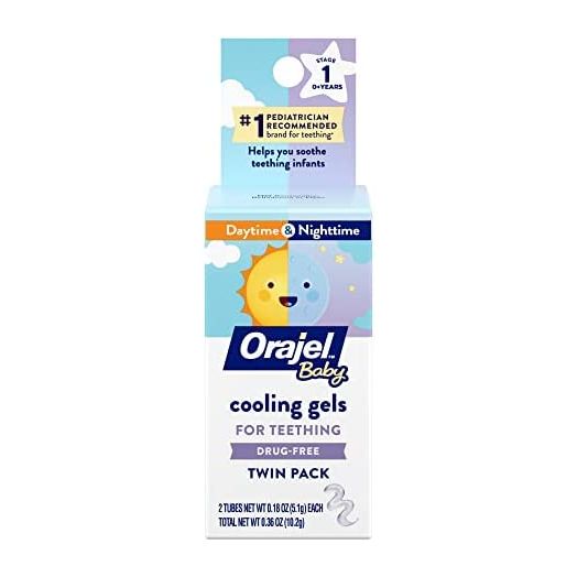 Orajel Baby Daytime and Nighttime Non-Medicated Cooling Gels for Teething, 2 tubes, 0.18 oz each