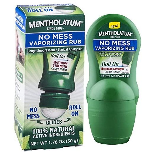 Mentholatum No Mess Vaporizing Rub with Easy-to-use Roll On Applicator, 1.76 Ounce (50g) - 100% Natural Active Ingredients for Maximum Strength Cough Relief