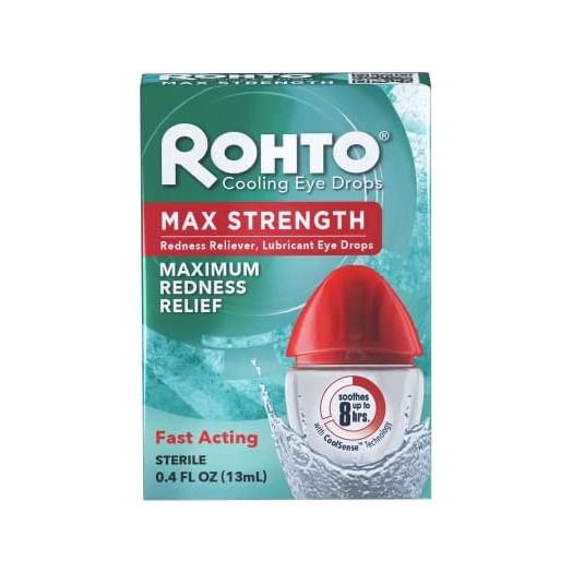 Rohto Cool Max Maximum Redness Relief Cooling Eye Drops, 0.4 Fl Oz (Pack of 3)