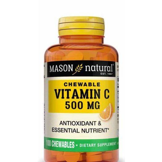 Mason Natural Chewable Vitamin C 500 mg, Orange Flavor - 100 Chewables