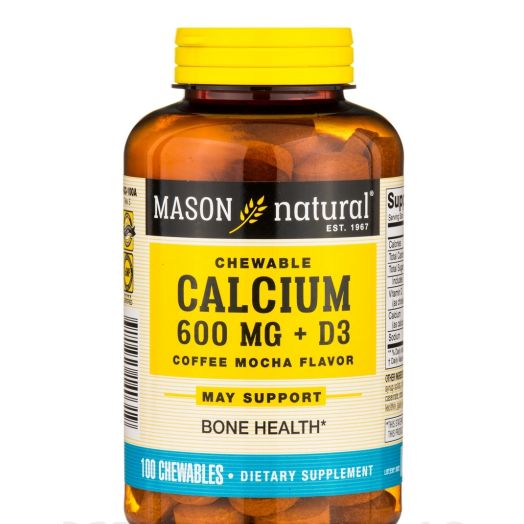 Mason Natural Calcium 600 mg + D3, Coffee Mocha Flavor - 100 Chewables