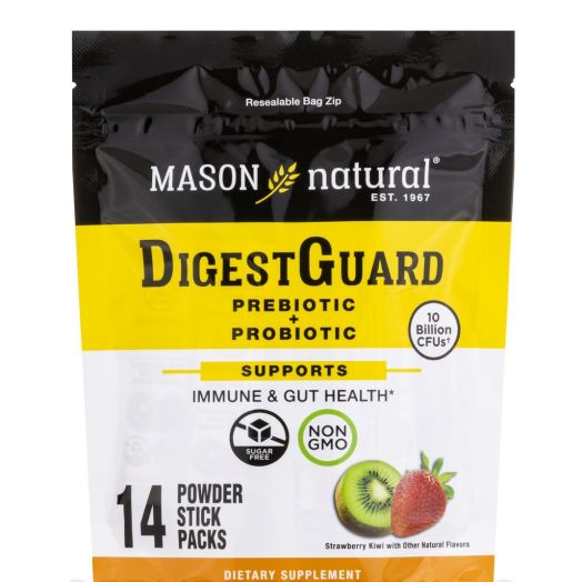 Mason Natural Digest Guard Prebiotic + Probiotic - Strawberry Kiwi with Other Natural Flavors - 14 Powder Stick Packs