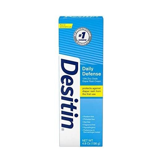 Desitin Daily Defense Baby Diaper Rash Cream with Zinc Oxide to Treat, Relieve & Prevent diaper rash, Hypoallergenic, Dye-, Phthalate- & Paraben-Free, 4.8 oz