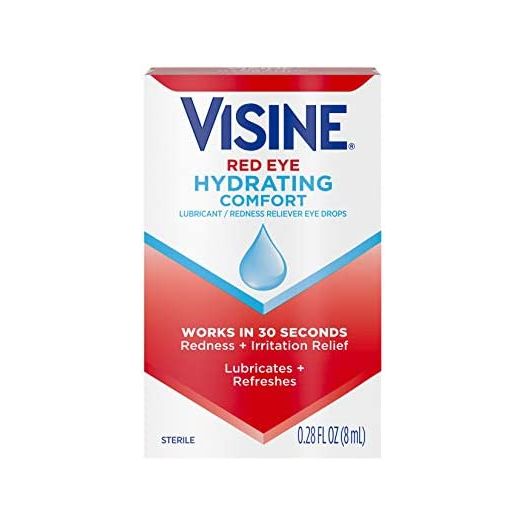 Visine Red Eye Hydrating Comfort Redness Relief Lubricating Eye Drops, 0.28 fl. oz