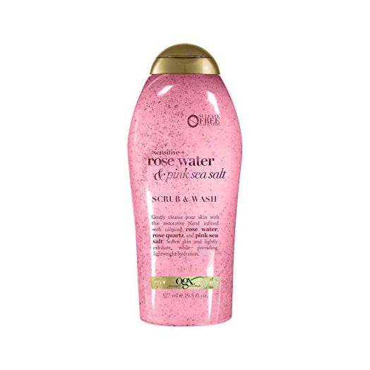 OGX Pink Sea Salt & Rosewater Gentle Soothing Body Scrub, Light Exfoliating Body Wash, Sulfate-Free, 19.5 Ounce, 1.0 Count