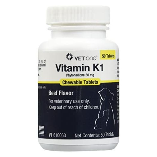 VetOne Vitamin K1 Chewable Tablets, Phytonadione 50mg, 50 Beef Flavor Tablets