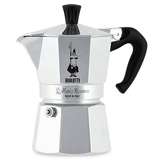 Moka Express: Iconic Stovetop Espresso Maker, Makes Real Italian Coffee, Moka Pot 3 Cups (4.4 Oz - 130 Ml) , Aluminium, Silver