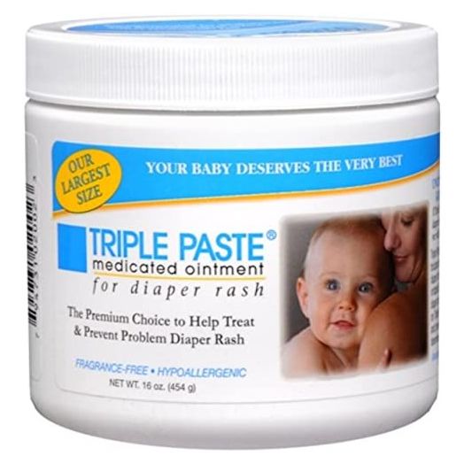 Triple Paste Diaper Rash Cream, Hypoallergenic Medicated Ointment for Babies, 16 oz